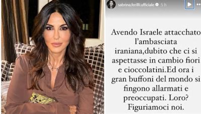 L'Iran attacca Israele, Sabrina Ferilli: «Dopo l'attacco all'ambasciata iraniana si aspettavano fiori e cioccolatini?»