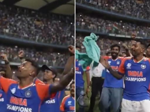 Jasprit Bumrah can’t control his laughter as Hardik Pandya catches a fan’s T-shirt at Wankhede. Watch viral video