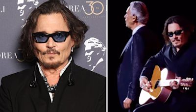 Johnny Depp performs with Andrea Bocelli in 30th anniversary concert footage