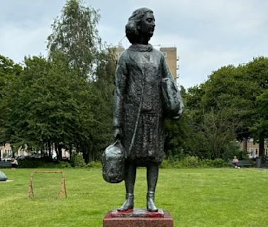 Anne Frank statue is defaced with 'Gaza' graffiti