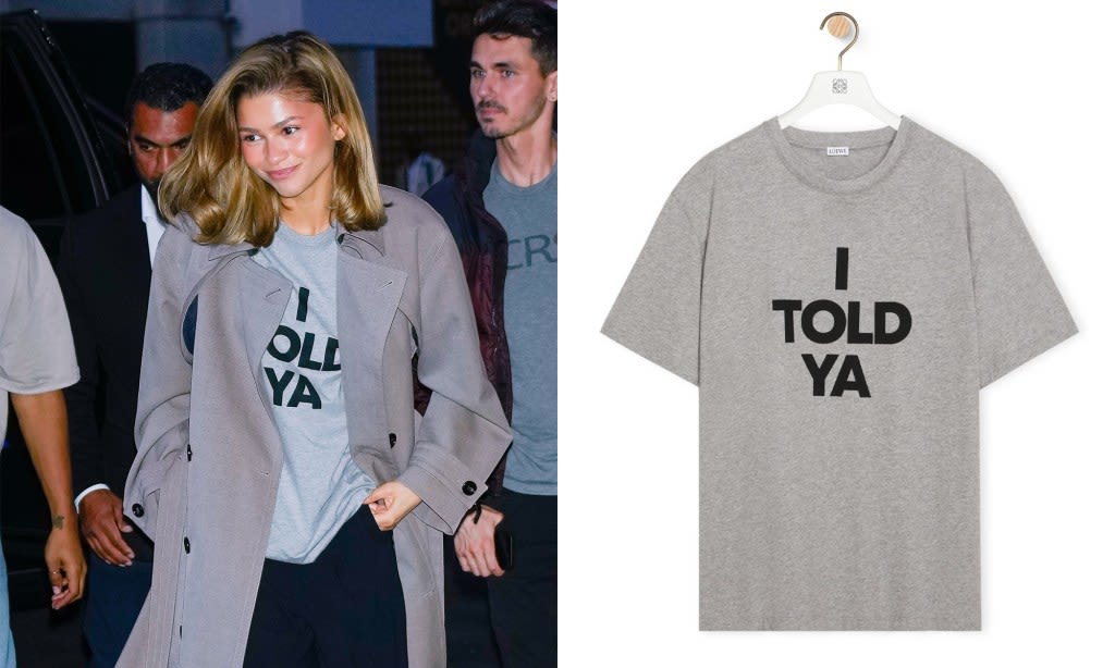 Zendaya’s Custom Loewe ‘I Told Ya’ Slogan T-Shirt From the ‘Challengers’ Movie Is Finally Available to Shop Online