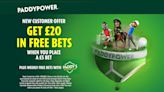 Betting offer: Get £20 in free bets with Paddy Power