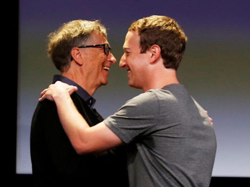 Mark Zuckerberg and Bill Gates squeezed into a mini-version of the Meta CEO's Harvard dorm for his 40th birthday bash