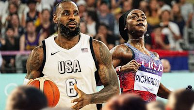 LeBron James reacts to Sha'Carri Richardson's first gold medal win at Olympics