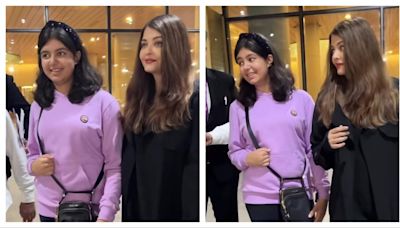 Aishwarya Rai holds Aaradhya Bachchan close as they return to Mumbai from New York. Watch