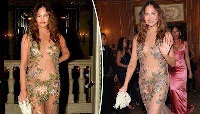 Chrissy Teigen turns heads in completely sheer dress at ACE Awards after skipping Met Gala