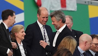 Prince of Wales shakes King of Denmark’s hand after Euros draw