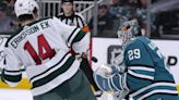 Liam Ohgren scores his 1st career goal to lead the Wild past the Sharks 6-2