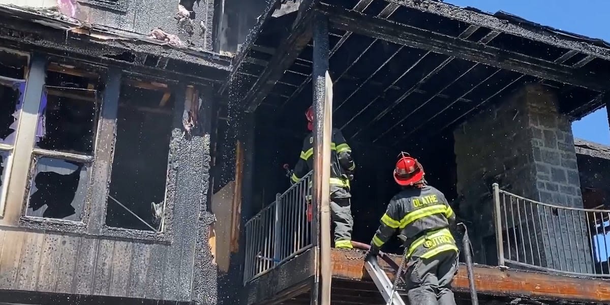 Morning blaze destroys Olathe home as family able to flee to safety