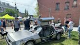 DeLorean re-creation stops by Schenectady Greenmarket ahead of "Back to the Future: The Musical"