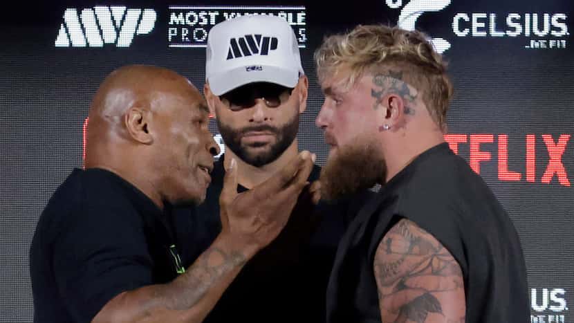 Jake Paul, Mike Tyson go face-to-face in fiery press conference in Arlington
