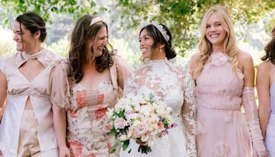 A bride spent 14 months designing custom bridesmaid dresses for her 'Bridgerton'-inspired wedding