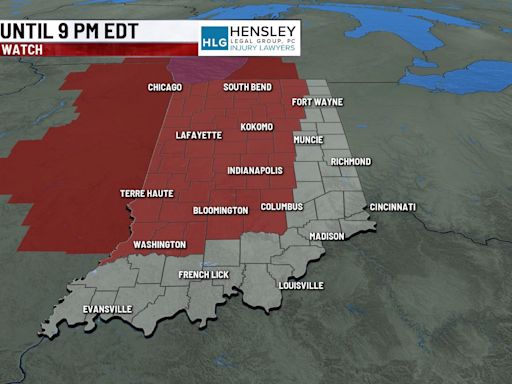 Tornado watch until 9 p.m. includes Indianapolis, Chicago