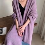紫調 慵懶風寬袖針織中長版外套（3色）