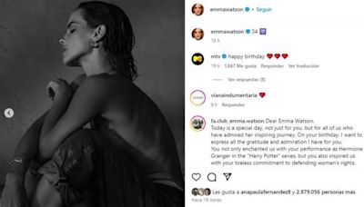 La foto sensual de Emma Watson celebrando su 34 cumpleaños: ¡Sin camiseta y en vaqueros!