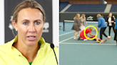 Alicia Molik rushes to help young tennis player in scary scenes on live TV