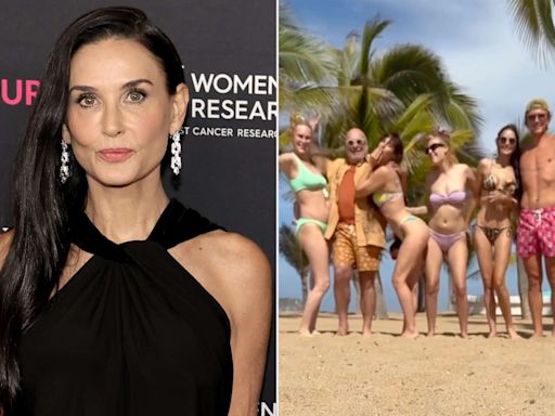 Demi Moore Wears Itty-Bitty Leopard Bikini Alongside Daughters in Vacation Video