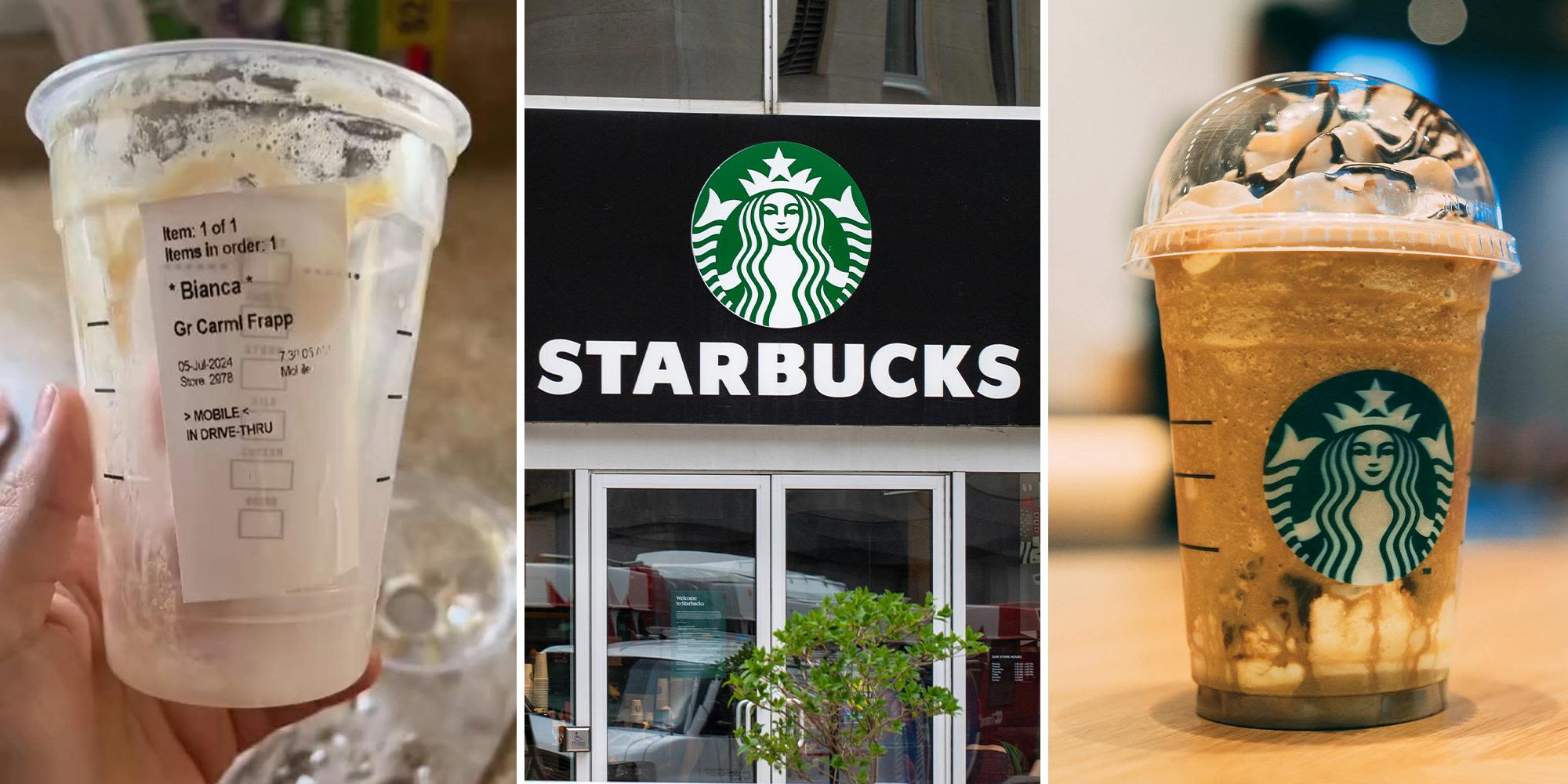 'I would sueee': Customer orders caramel frappuccino from Starbucks, notices something strange inside her drink