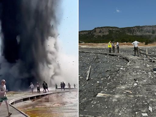 SEE IT: Yellowstone's Biscuit Basin explodes as tourists run away from falling debris