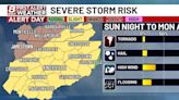Strong to severe storms this afternoon into Monday morning