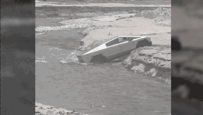 Watch A Cybertruck Get Stuck Attempting To Ford A California River