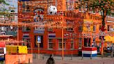 A street in The Hague gets an all-encompassing orange facelift for Euro 2024