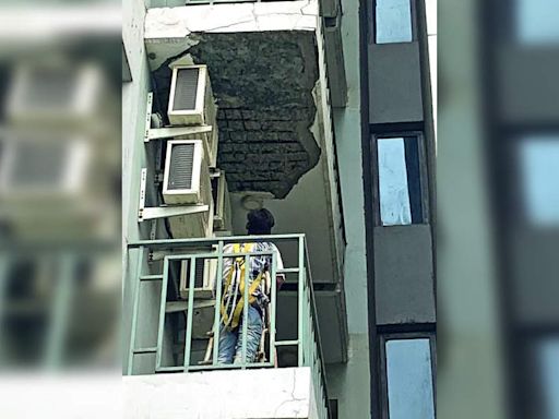 Close Call For Residents As Plaster Chunks Fall Off Balconies | Gurgaon News - Times of India