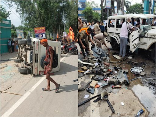 Ghaziabad: Kanwariyas Vandalise, Overturn 'Police' Car After It Brushes Devotee; 2nd Incident In As Many Days | WATCH