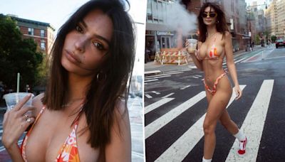 Emily Ratajkowski hits the streets of NYC in nothing but tiny Inamorata bikini