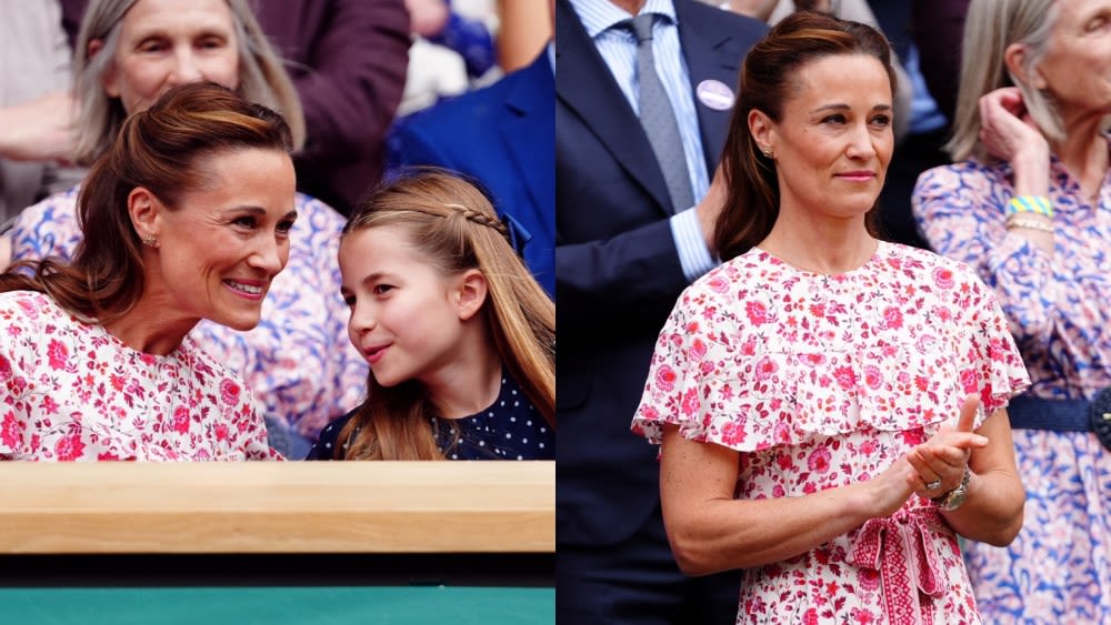 Pippa Middleton Favors Florals in Caped Beulah Dress at Wimbledon 2024 Men’s Final Alongside Sister Kate Middleton and Niece Princess...