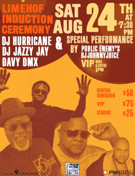 Long Island Music & Entertainment Hall of Fame to Induct Trio of DJ Hip-Hop Legends in Long Island at Long Island...