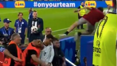 Cristiano Ronaldo Escapes Getting Kicked As Crazy Fan Jumps On Star During Euro Match. Watch | Football News