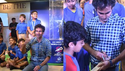 T20 World Cup Trophy Brought To JBCN International School Campus In Mumbai In Mohammad Kaif's Presence