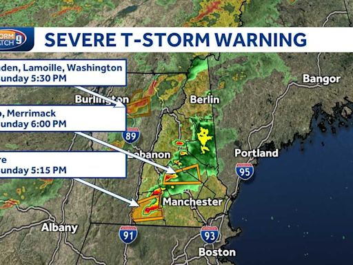 Severe thunderstorm warnings issued for parts of New Hampshire