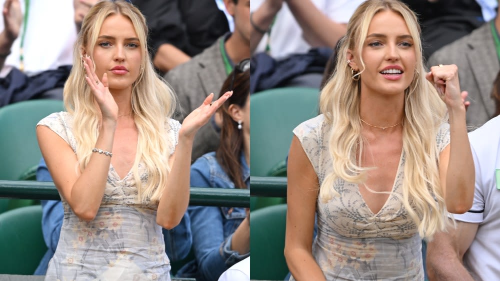 Taylor Fritz’s Girlfriend Morgan Riddle Embraces Delicate Floral Prints in Sundress at Wimbledon for Day 10 Quarter-finals Match