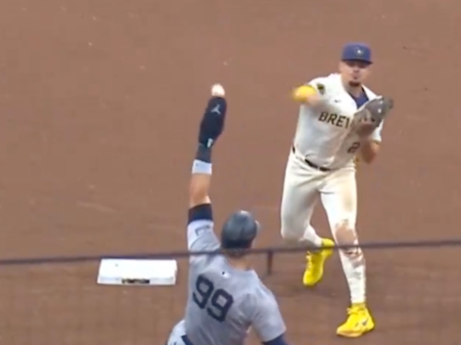 Aaron Judge broke up a double play by blocking the throw with his hand and somehow wasn't called for interference
