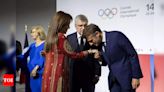 Nita Ambani stuns in red suit at 2024 Paris Olympics opening ceremony | - Times of India