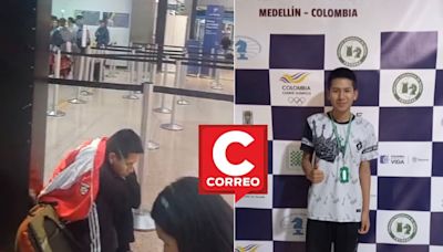 Ajedrecista arequipeño duerme en piso de aeropuerto de Colombia por cancelación de vuelos (VIDEO)