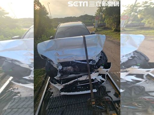 輔助駕駛又撞！「瑞典坦克」國道高速撞緩撞車 車頭爆開駕駛毫髮無傷