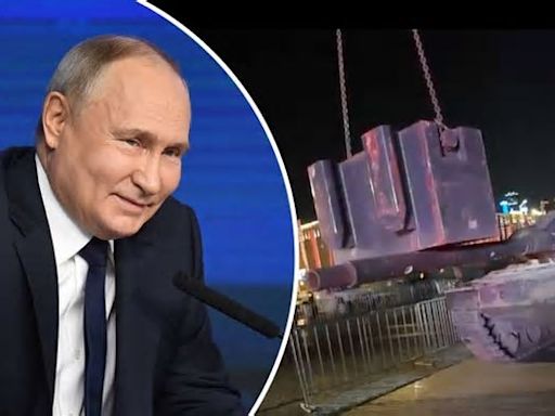 Entstellter Leopard-2-Panzer: Putin führt in Russland bizarre Beute-Show durch
