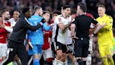 WATCH: Aleksandar Mitrovic LOSES IT! Fulham striker sent off for pushing referee Chris Kavanagh after Willian is also shown a red card for handball vs Man Utd | Goal.com US