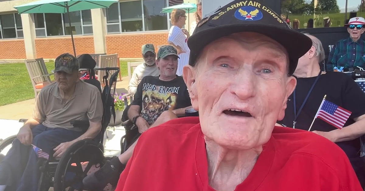 World War II veteran gets 100th birthday surprise from Phillie Phanatic: "I can't believe it"