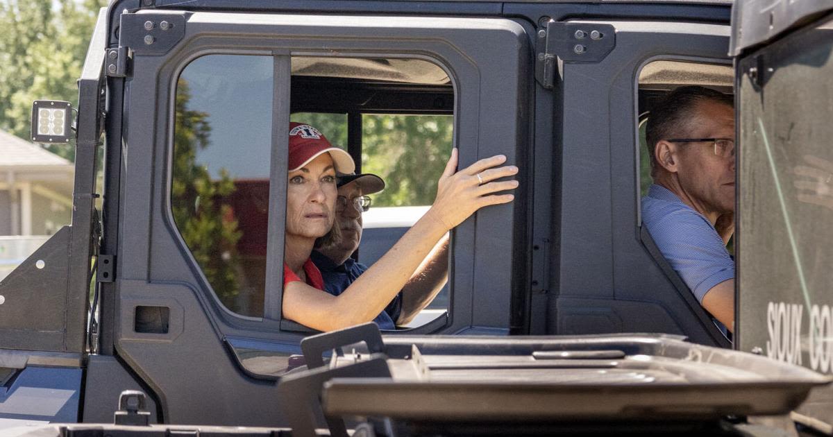 Gov. Kim Reynolds surveys flood damage visits Rock Valley for first time since flooding