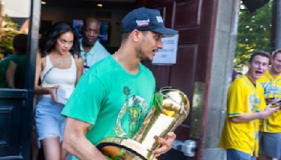 Joe Mazzulla’s Larry O’Brien trophy tour makes a surprise stop in Quincy - The Boston Globe