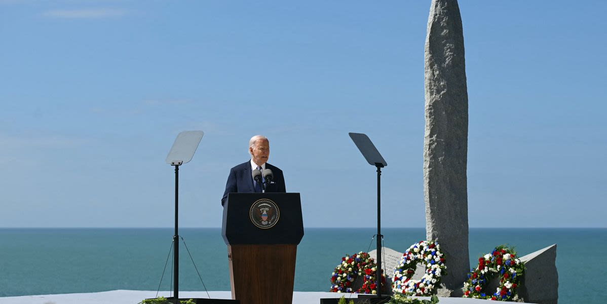 Biden Warns Of Threat To Democracy At Iconic Pointe Du Hoc WWII Site In Normandy