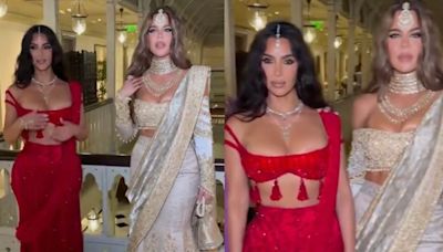 Kim Kardashian Looks Ravishing in Red Lehenga, Khloe Exudes Royal Glamour at Anant-Radhika's Wedding - News18