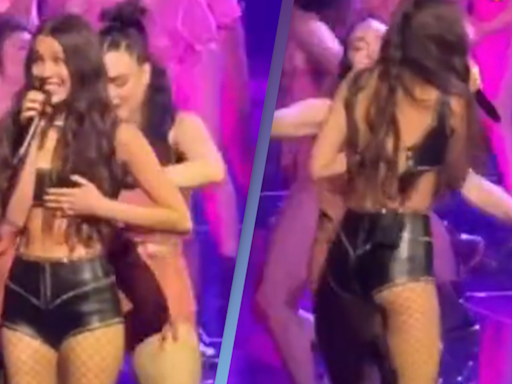 Olivia Rodrigo suffers awkward wardrobe malfunction mid-show forcing dancer to rush to help