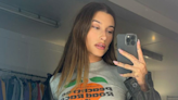 Hailey Bieber Pairs a Cropped Vintage Tee With a Nylon Miniskirt