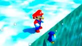 La escena con pingüinos de la película de Mario es recreada con gráficos del N64