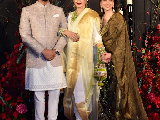 Rekha, Aditi-Siddharth At Sonakshi Reception